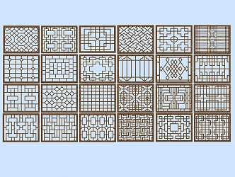 New Chinese-style Flower-cut Window, Ancient Built Doors and Windows 3d model