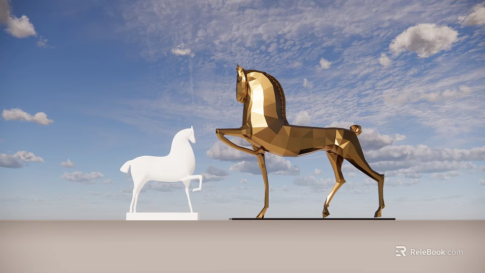 Modern Golden And White Horse Shaped Ornament Decor Set For Home 3d model 