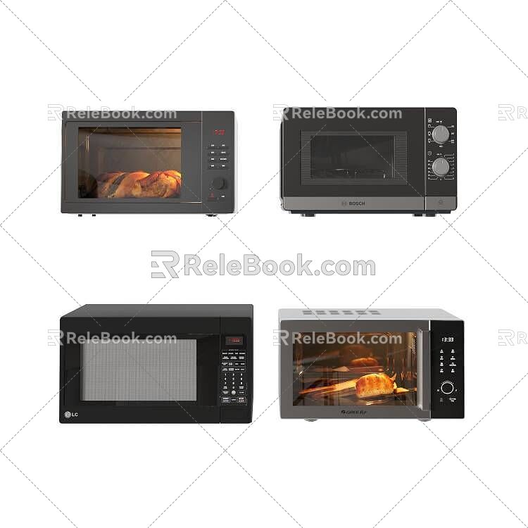 Microwave oven Light wave oven Food Bread 3d model