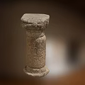 Ancient Stone Column With Classical Design Textured Surface Base And Carved Capital 3d model
