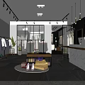 Elegant Clothing Store Interior With Clothing Racks Displayed Clothes And Marble Counter
