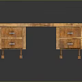 Rustic Wooden Desk Furniture With Wooden Tabletop Drawer Cabinets Two Drawers Each And Bracket Legs