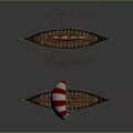 Ancient Water Transport Vessels With Red White Striped Sails And Colorful Circular Patterns