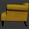 Comfortable Yellow Fabric Single Sofa With Stylish Armrests And Black Legs