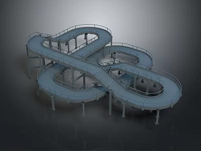Multi Level Spiral Walkway Structure With Curved Paths And Support Columns 3d model