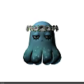Cute Blue Octopus Character With White Flower Crown Sad Expression And White Spots