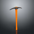 Industrial Pickaxe Equipment With Orange Handle And Metal Head For Heavy Duty Use