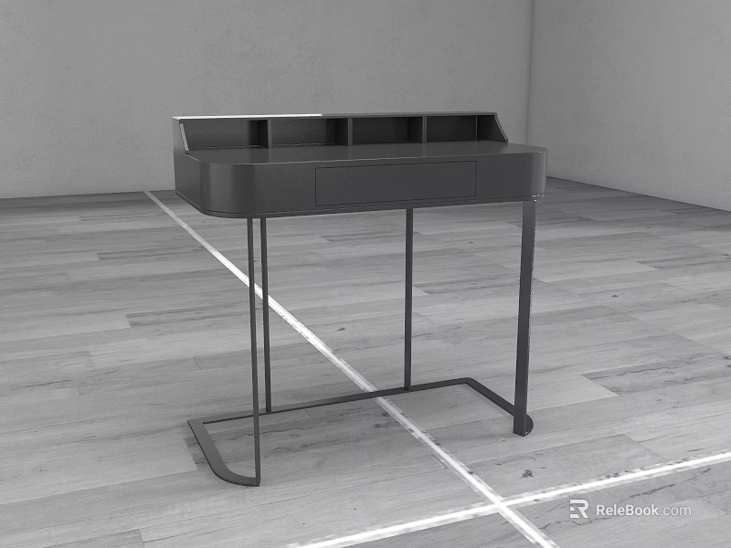 Modern Dressing Table With Metal Frame And Storage Drawers In Wooden Floor Room 3d model 