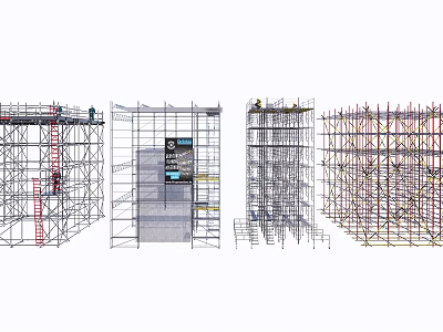 Various Scaffolding Structures For Construction Projects With Metal Frames 3d model