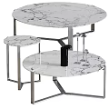 Modern Round Coffee Table With Marble Top Metal Frame And Side Table