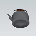 Gray Metal Electrical Kettle With Wooden Handle And Lid Knob For Daily Boiling Water