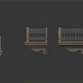 Three Architectural Railing Designs With Wooden Base And Black Metal Railings