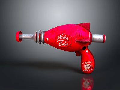 Red Shake Cola Toy Gun Featuring Silver Barrel Retro Logo And Design 3d model
