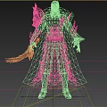 Game and Movie Character in Red and Gold Ornate Armor With Flowing Cloak