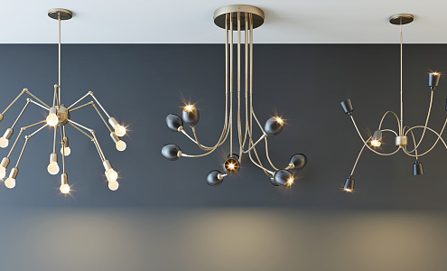 Post-modern chandelier stylish simple metal chandelier combination 3d model