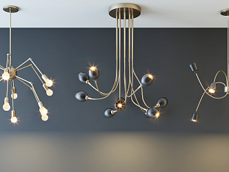 Post-modern chandelier stylish simple metal chandelier combination 3d model