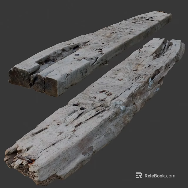 Weathered Stone Wood Pieces with Natural Holes and Rustic Texture for Home Decor 3d model 