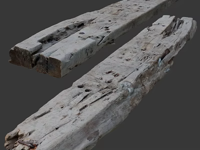 Weathered Stone Wood Pieces with Natural Holes and Rustic Texture for Home Decor 3d model
