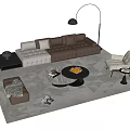 Modern Sofa and Coffee Table in Living Room with Upholstered Seats Round Table and Decor