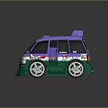 Electric Toy Race Car Purple and Green Sporty with Stickers Tommy Logo and Silver Wheels
