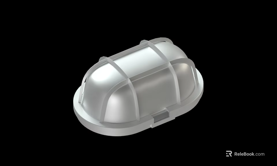 Silver Metal Curved Enclosure With Grid Line Structure Design 3d model 