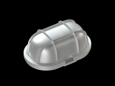 Silver Metal Curved Enclosure With Grid Line Structure Design 3d model