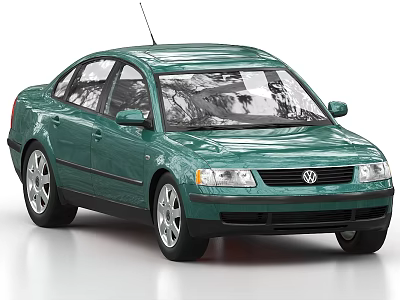 Green Volkswagen Classic Sedan With Antenna Silver Wheels And Clean Exterior Design 3d model
