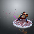 3D Armored Character Model With Dynamic Pink Fragments Shield And Circular Base