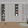 Modern White Wardrobe with Glass Doors Built-in Lighting Open Shelves and Drawers