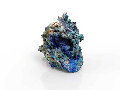 Natural Blue Green Brown Stone With Rough Surface And Unique Textured Pattern 3d model