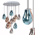 Modern Teardrop Shaped Pendant Lights With Blue And Copper Metallic Finish