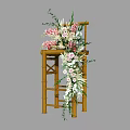 Bamboo Chair Adorned With Pink White Floral Arrangement And Green Foliage