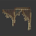 Dark Brown Wooden Decorative Structure Featuring Intricate Carvings For Classical Architecture 3d model