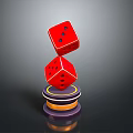 Two Red Dice Neatly Stacked On Colorful Chips As Decorative Home Living Accessories