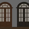 Classic Wooden Doors With Arched Top Glass Panels In Dark Brown And Black