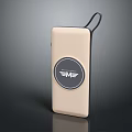 Mobile Digital Portable Power Bank With Beige Design Circular Logo And Strap