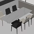Dining table and chair combination dining chair dining table 3d model