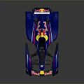 Red Bull Blue And Gray Race Car With Aerodynamic Design And Rear Wing