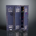 Vintage Blue Lockers With Open Door Peace Symbol And Items Inside