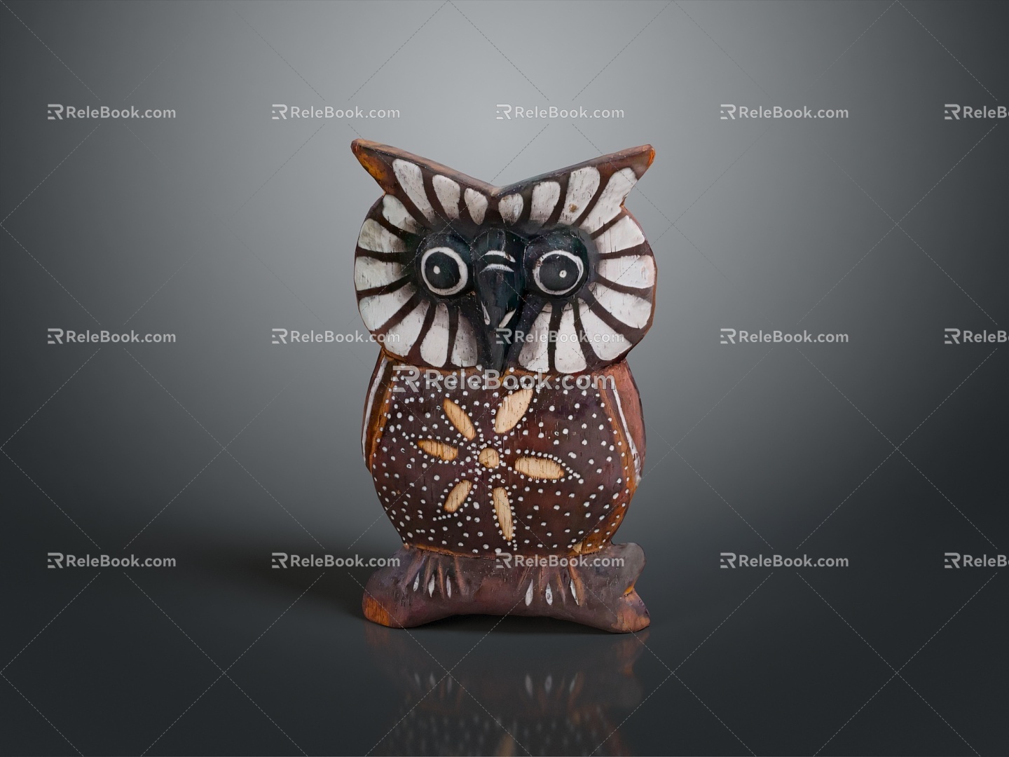 Owl grimace owl long-eared owl wulin owl monkey face owl carved owl 3d model