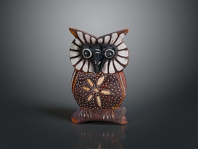 Owl grimace owl long-eared owl wulin owl monkey face owl carved owl 3d model