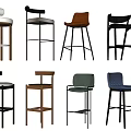Various Design Bar Stools With Different Colors And Wooden Metal Frames 3d model