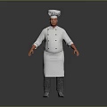 Man Chef Standing Wearing White Chef Uniform And Chef Hat 3d model