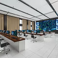 Modern monitoring room Command control room Dispatching command center Monitoring hall Command hall Office desks and chairs 3d model