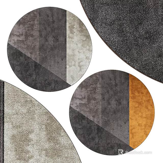 Round Rugs With Geometric Patterns And Modern Abstract Design In Different Colors 3d model