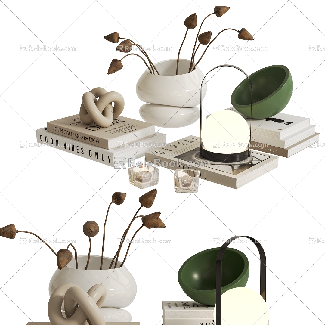 Cream Style Decorative Ornaments Combination Decorative Ornaments Combination Floriculture Books Pottery Pot Table Lamp Jewelry model