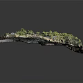 Traditional Ancient Architecture Model With Classic Roofs Courtyard And Green Trees