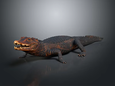 Detailed Aquatic Crocodile 3D Model With Open Mouth Scaly Skin And Realistic Texture 3d model