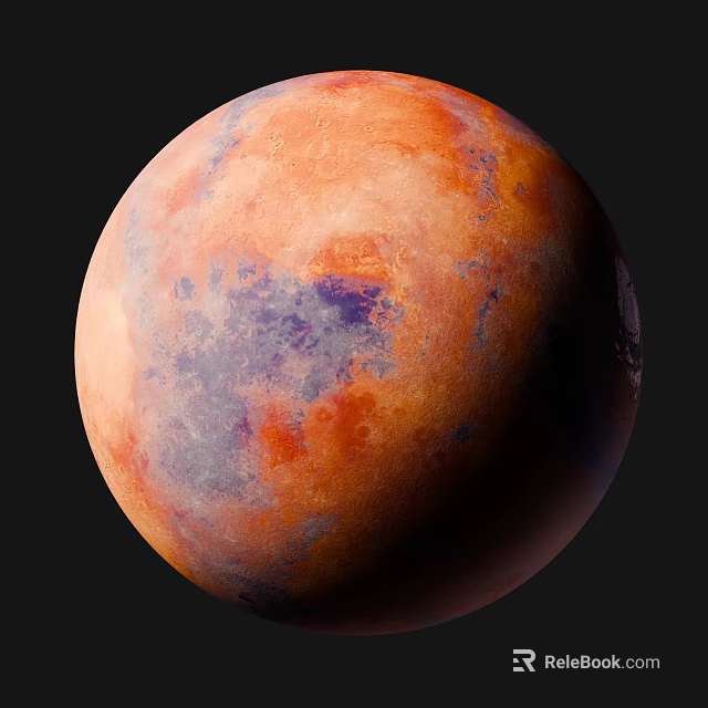 High Resolution Mars Surface With Colorful Geological Features In Cosmic Space Exploration 3d model 