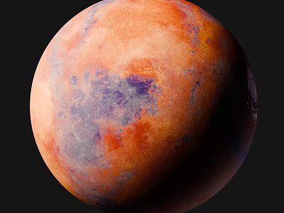 High Resolution Mars Surface With Colorful Geological Features In Cosmic Space Exploration 3d model